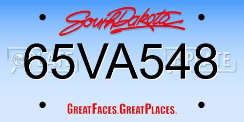 65VA548 South Dakota License Plate