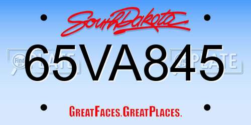 65VA845 South Dakota License Plate