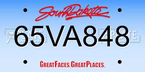 65VA848 South Dakota License Plate