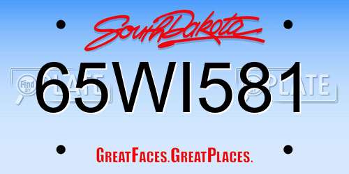 65WI581 South Dakota License Plate