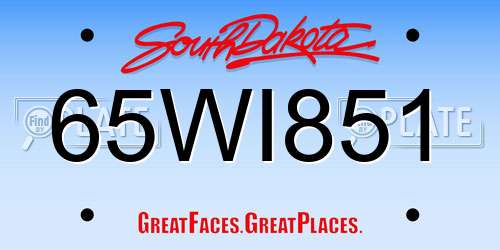 65WI851 South Dakota License Plate