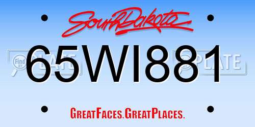 65WI881 South Dakota License Plate
