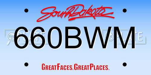660BWM South Dakota License Plate
