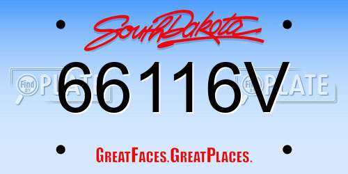 66116V South Dakota License Plate