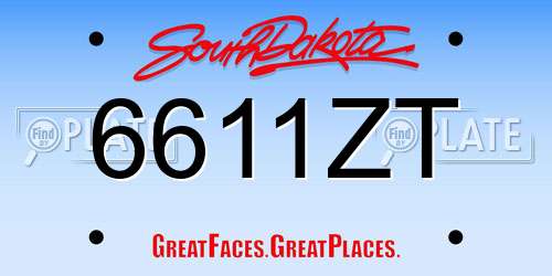6611ZT South Dakota License Plate