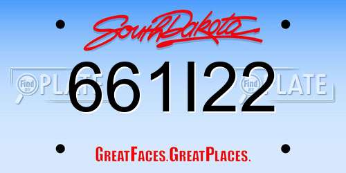 661I22 South Dakota License Plate