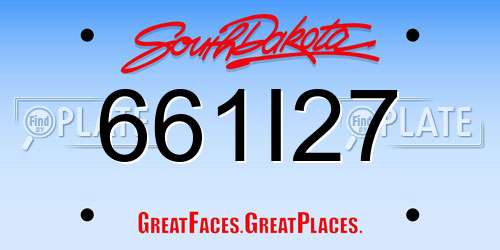 661I27 South Dakota License Plate