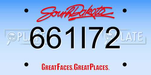 661I72 South Dakota License Plate