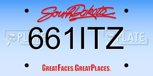 661ITZ South Dakota License Plate