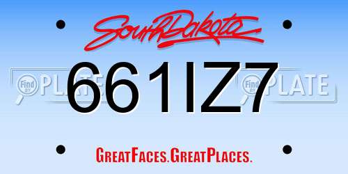 661IZ7 South Dakota License Plate