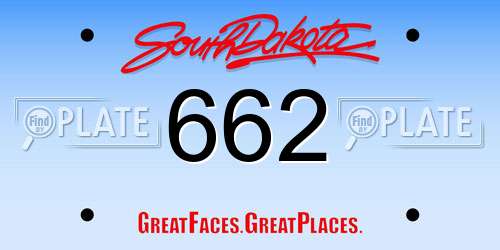 662 South Dakota License Plate