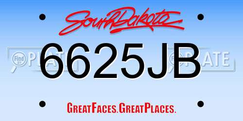 6625JB South Dakota License Plate