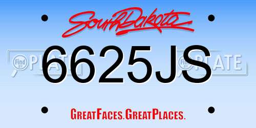 6625JS South Dakota License Plate