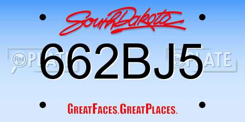 662BJ5 South Dakota License Plate