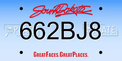 662BJ8 South Dakota License Plate
