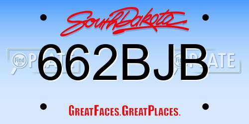 662BJB South Dakota License Plate
