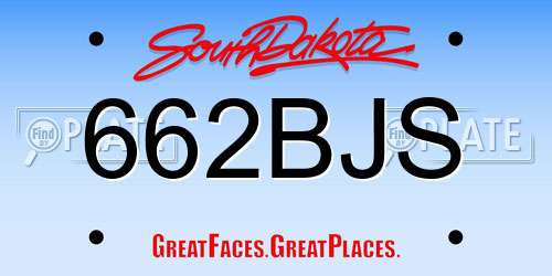 662BJS South Dakota License Plate