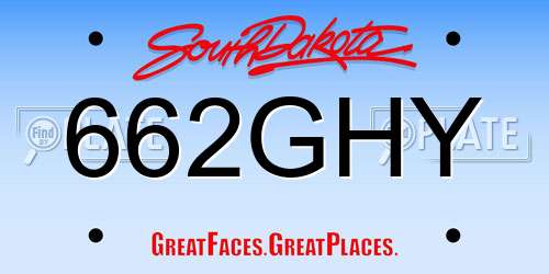662GHY South Dakota License Plate