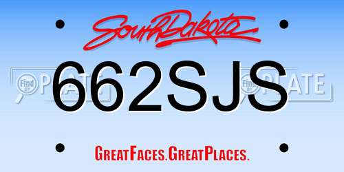 662SJS South Dakota License Plate
