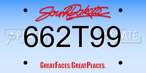 662T99 South Dakota License Plate
