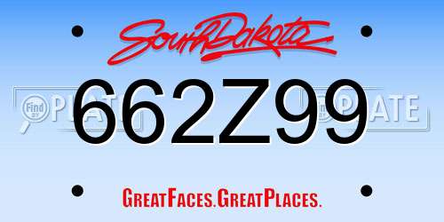 662Z99 South Dakota License Plate