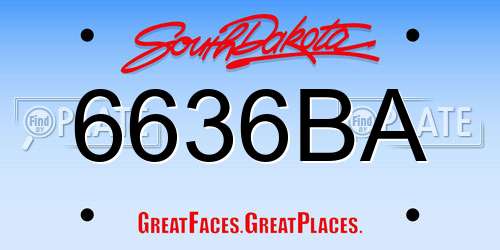 6636BA South Dakota License Plate