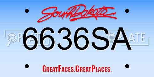 6636SA South Dakota License Plate