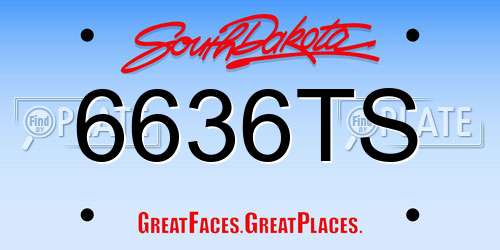 6636TS South Dakota License Plate