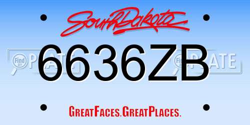6636ZB South Dakota License Plate