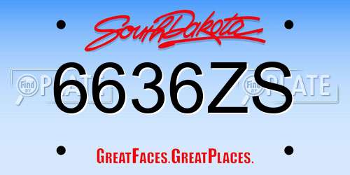 6636ZS South Dakota License Plate