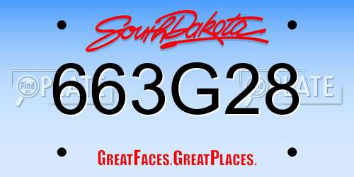 663G28 South Dakota License Plate