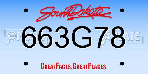 663G78 South Dakota License Plate