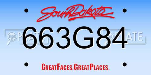 663G84 South Dakota License Plate