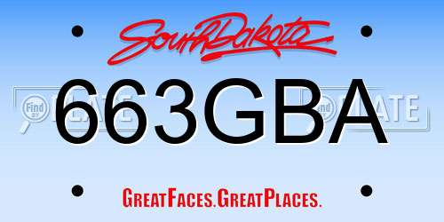 663GBA South Dakota License Plate