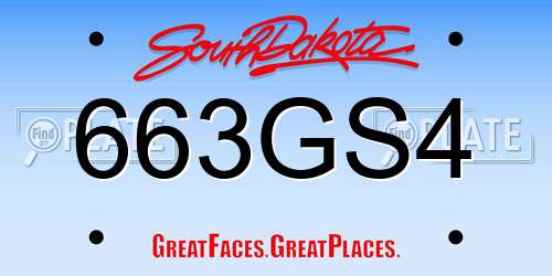 663GS4 South Dakota License Plate