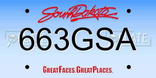 663GSA South Dakota License Plate