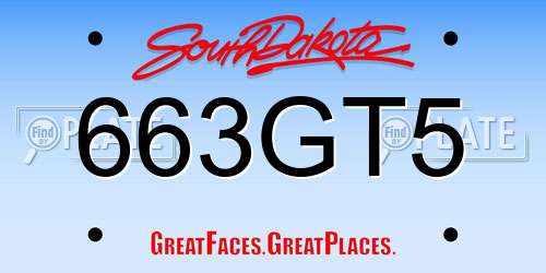 663GT5 South Dakota License Plate
