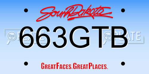 663GTB South Dakota License Plate