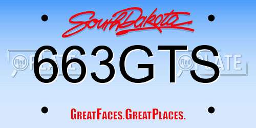 663GTS South Dakota License Plate