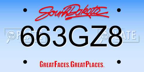 663GZ8 South Dakota License Plate