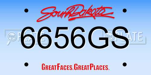 6656GS South Dakota License Plate