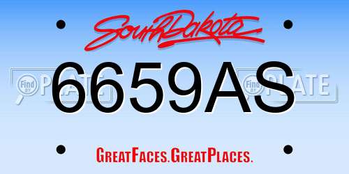 6659AS South Dakota License Plate