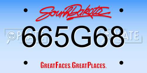 665G68 South Dakota License Plate