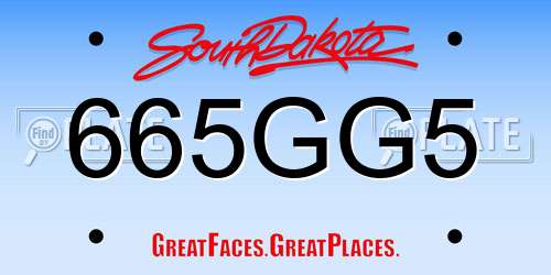 665GG5 South Dakota License Plate