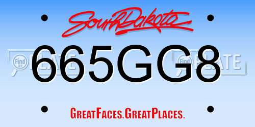 665GG8 South Dakota License Plate