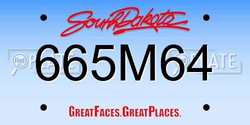 665M64 South Dakota License Plate