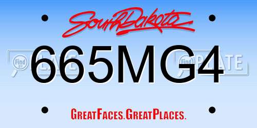 665MG4 South Dakota License Plate