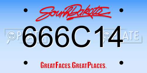 666C14 South Dakota License Plate