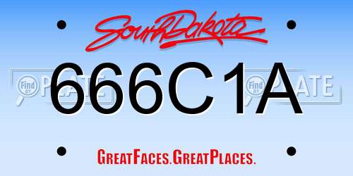 666C1A South Dakota License Plate