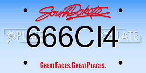 666CI4 South Dakota License Plate